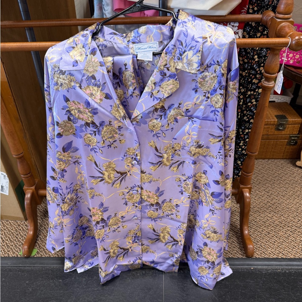 Woman Within Lavender and Gold Floral Pajama Set